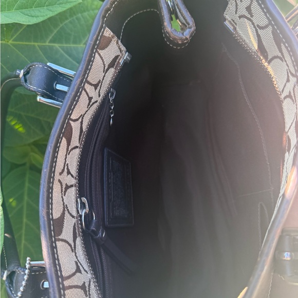 Vintage Coach Brown Signature Canvas Tote with Dark Brown Leather Trim - Picture 6 of 12